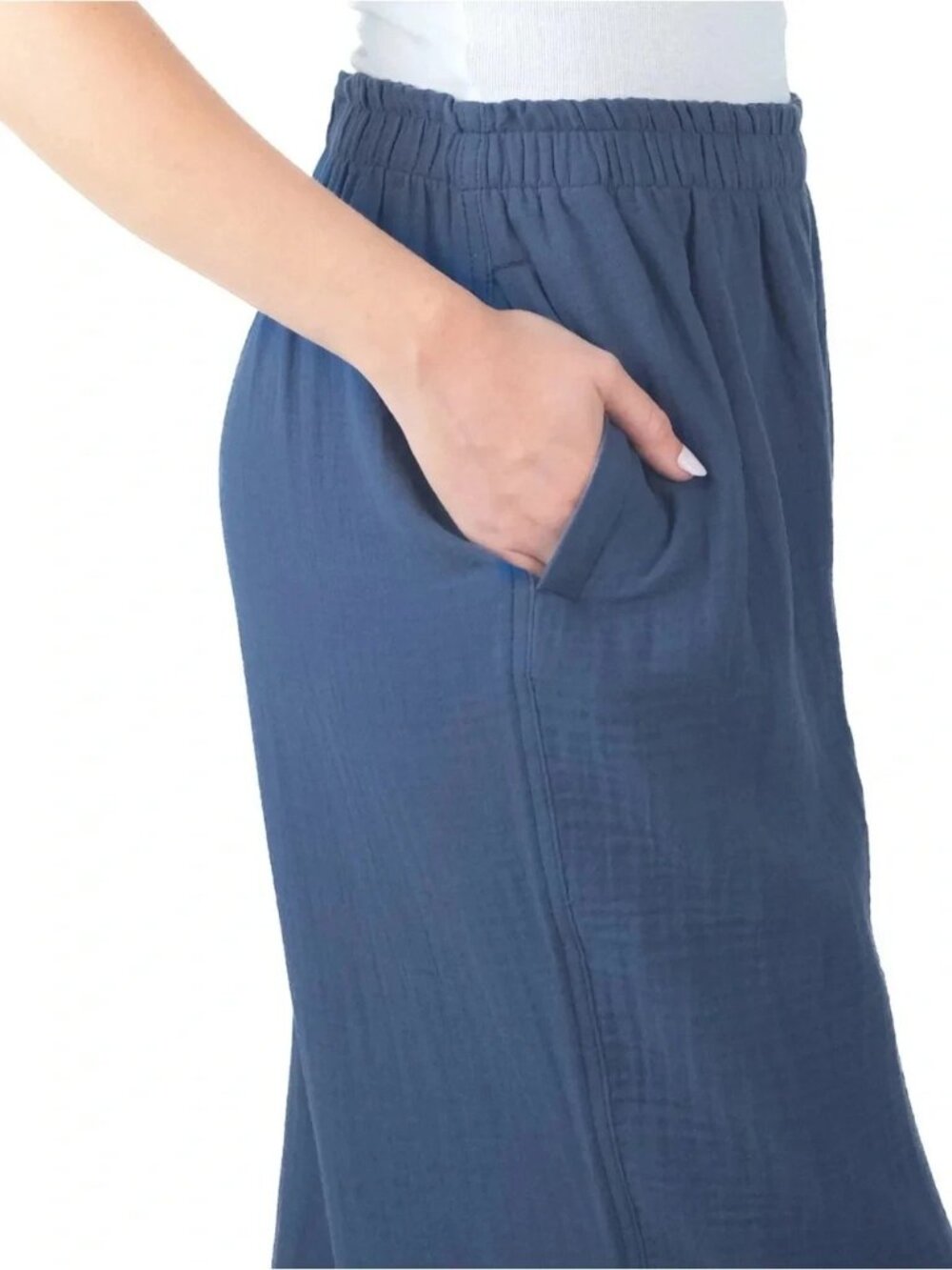 Coldwater Creek Women's Cotton Gauze Pull-On Pant Blue XS New with tag - Picture 2 of 4